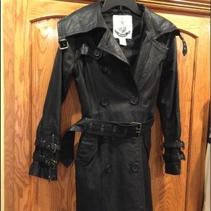 Matrix style black leather jacket S BB Dakota